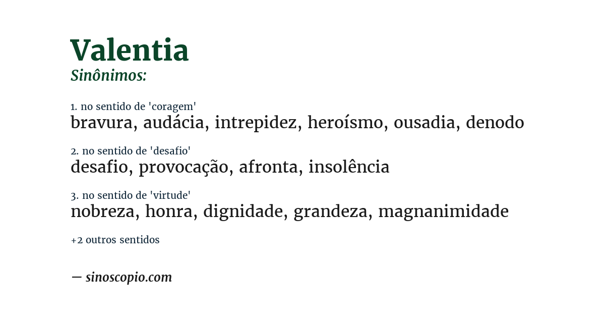 Sinônimo de valentia