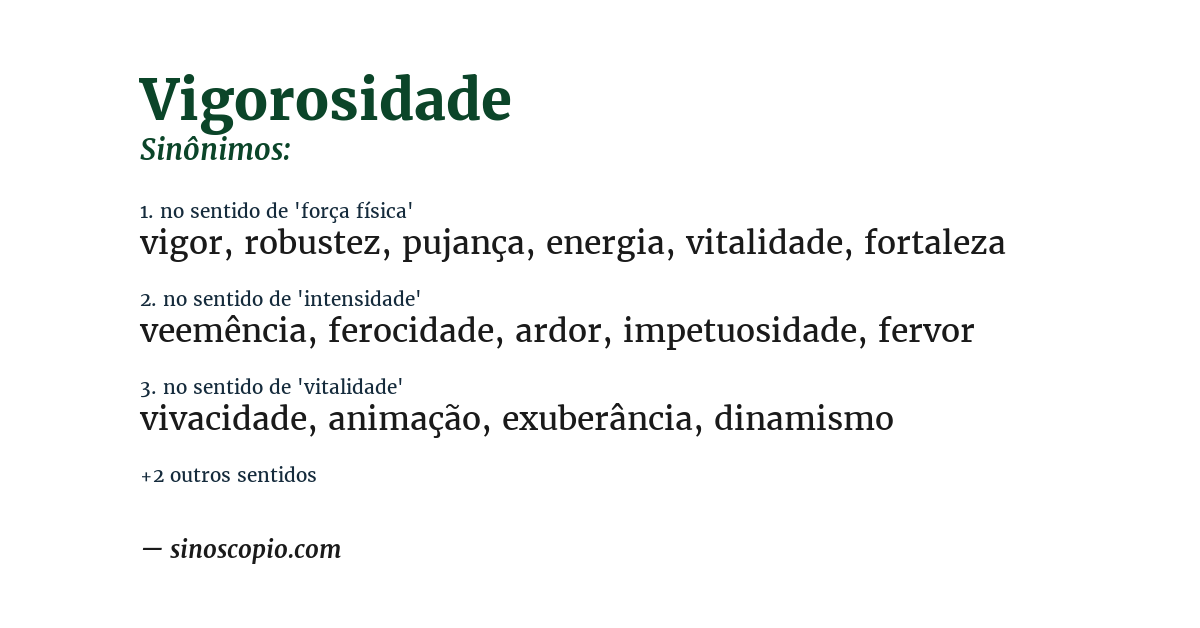 Sinônimo de vigorosidade
