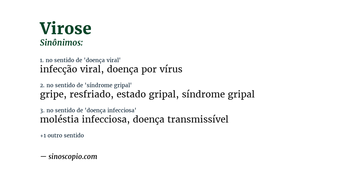 Sinônimo de virose
