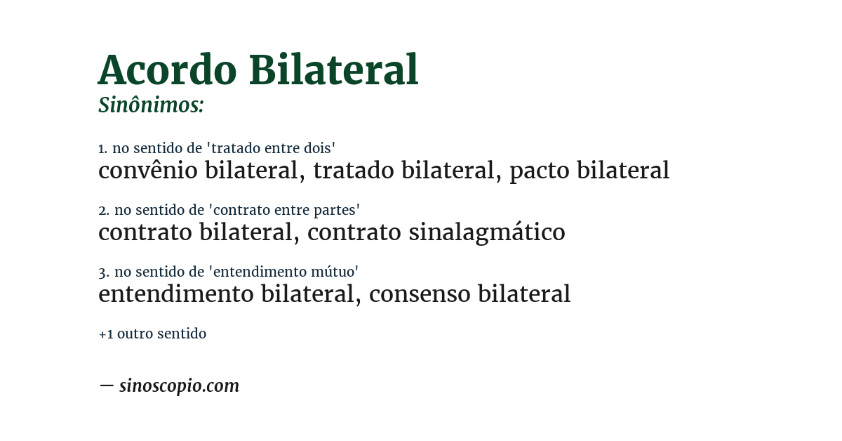 Sinônimo de acordo bilateral