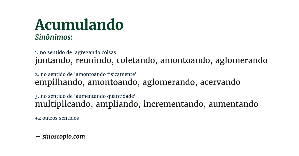 Sinônimo de acumulando