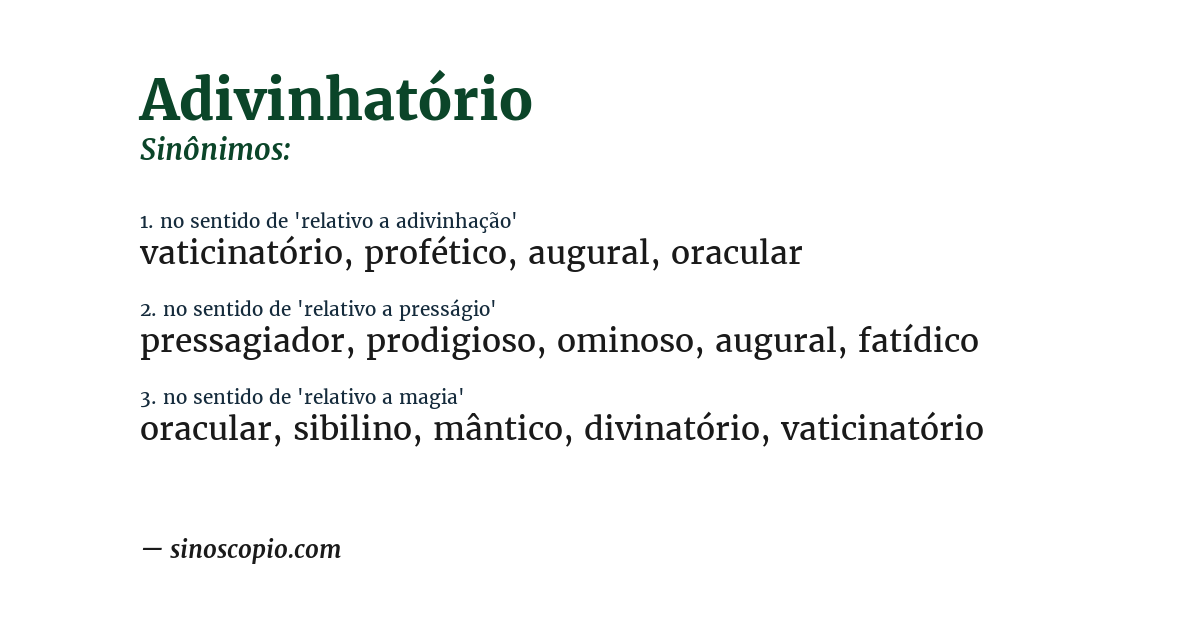 Sinônimo de adivinhatório