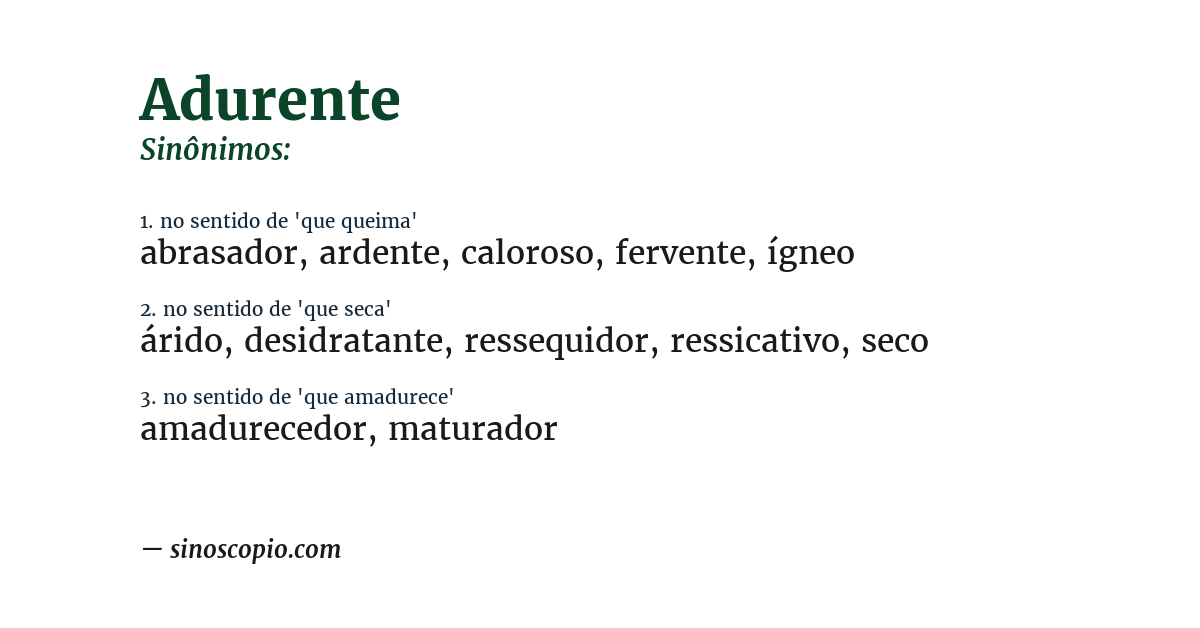 Sinônimo de adurente