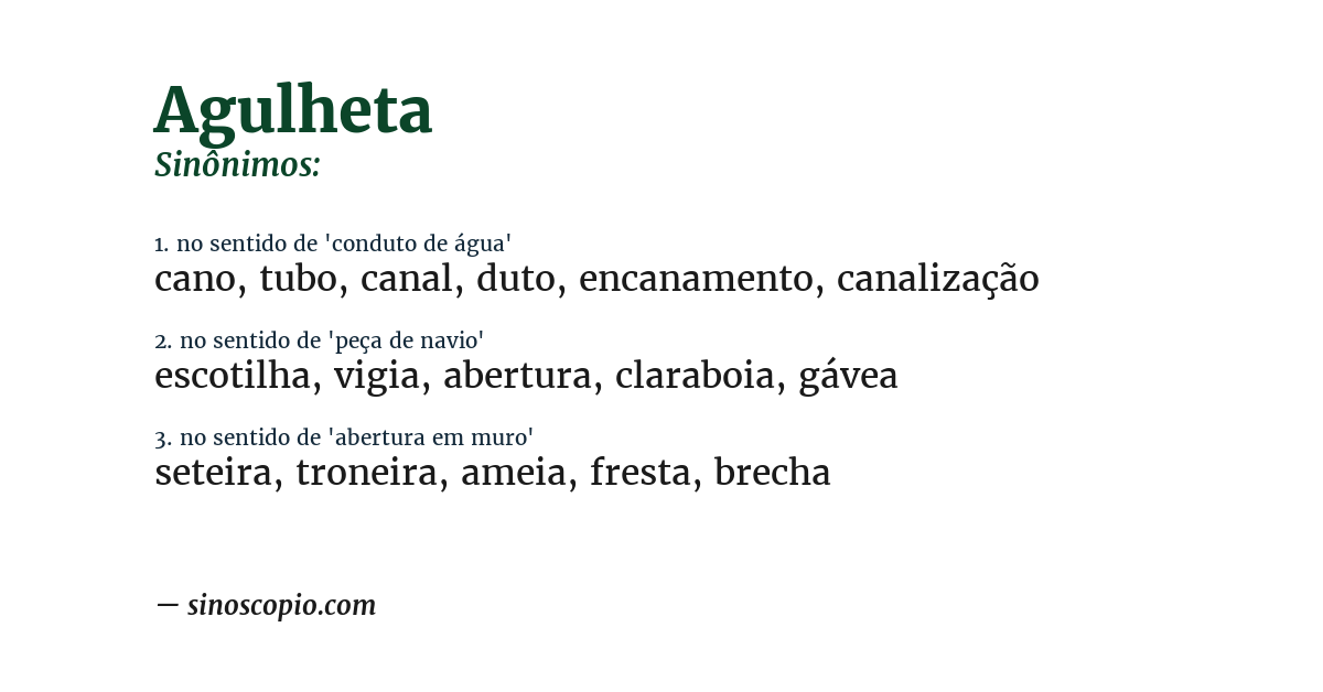 Sinônimo de agulheta