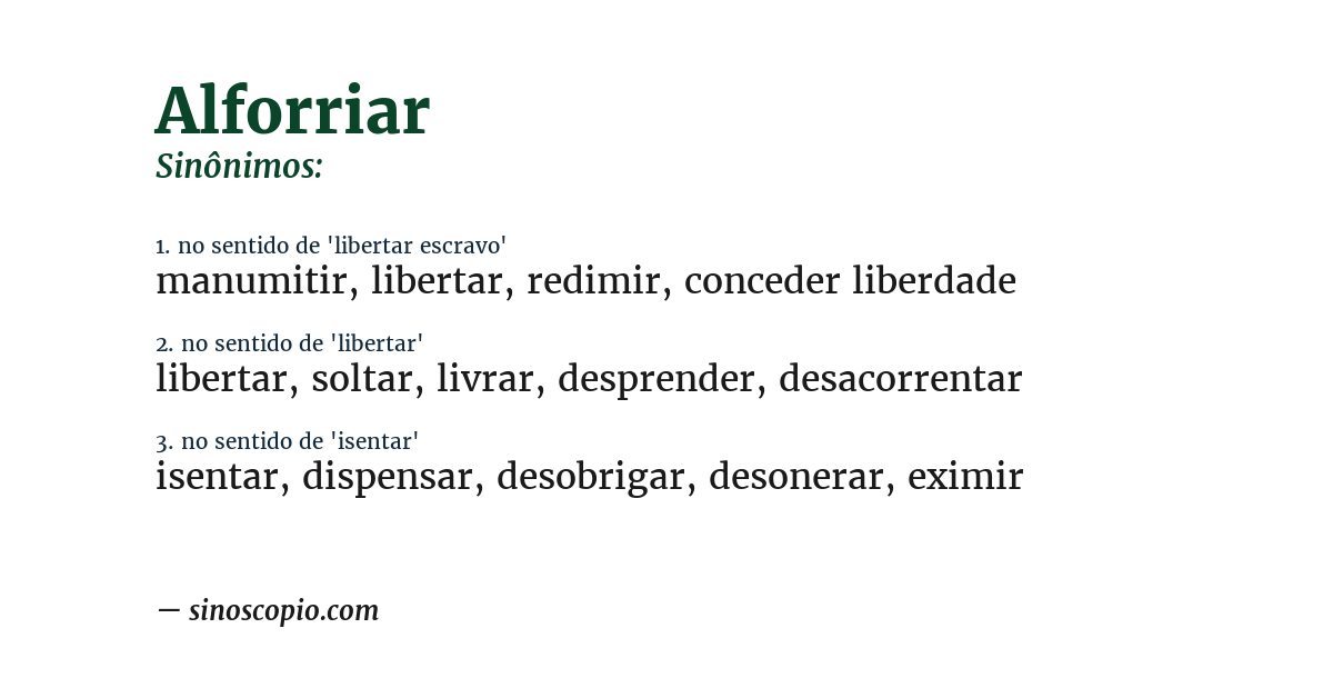 Sinônimo de alforriar
