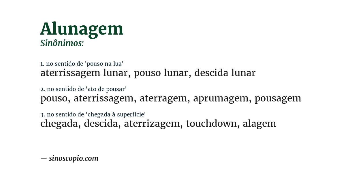 Sinônimo de alunagem