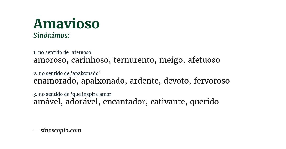 Sinônimo de amavioso