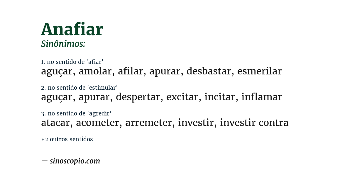 Sinônimo de anafiar