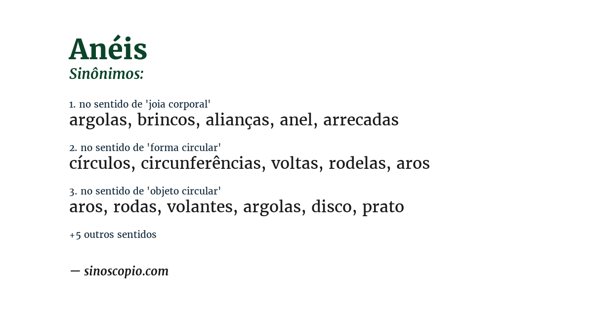 Sinônimo de anéis