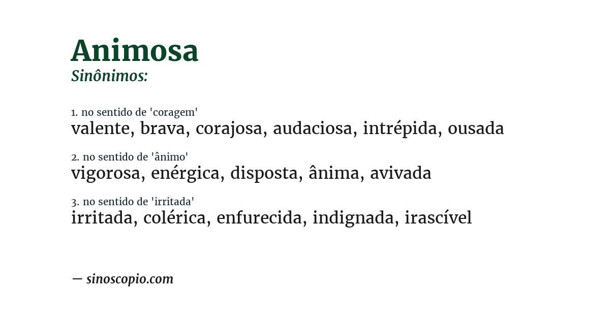 Sinônimo de animosa