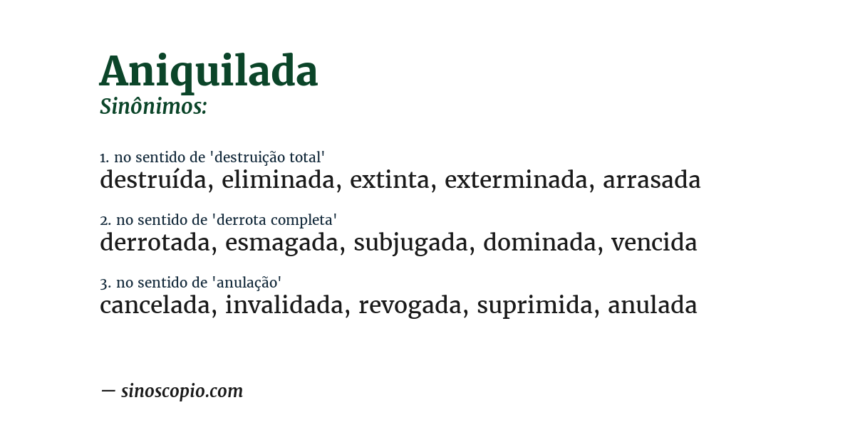 Sinônimo de aniquilada