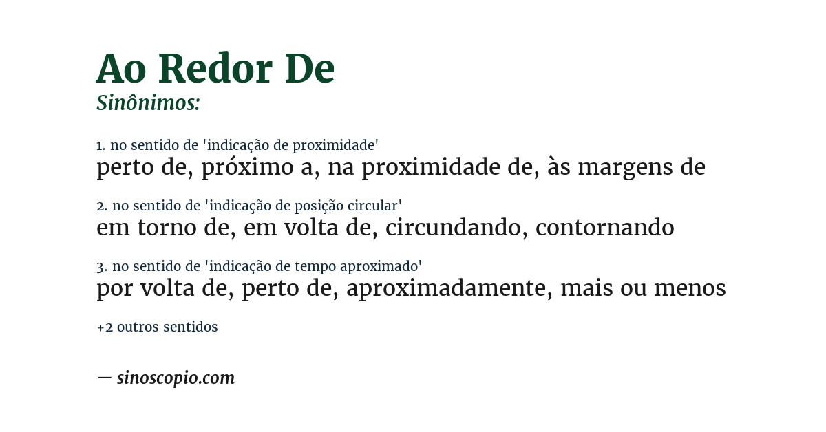 Sinônimo de ao redor de