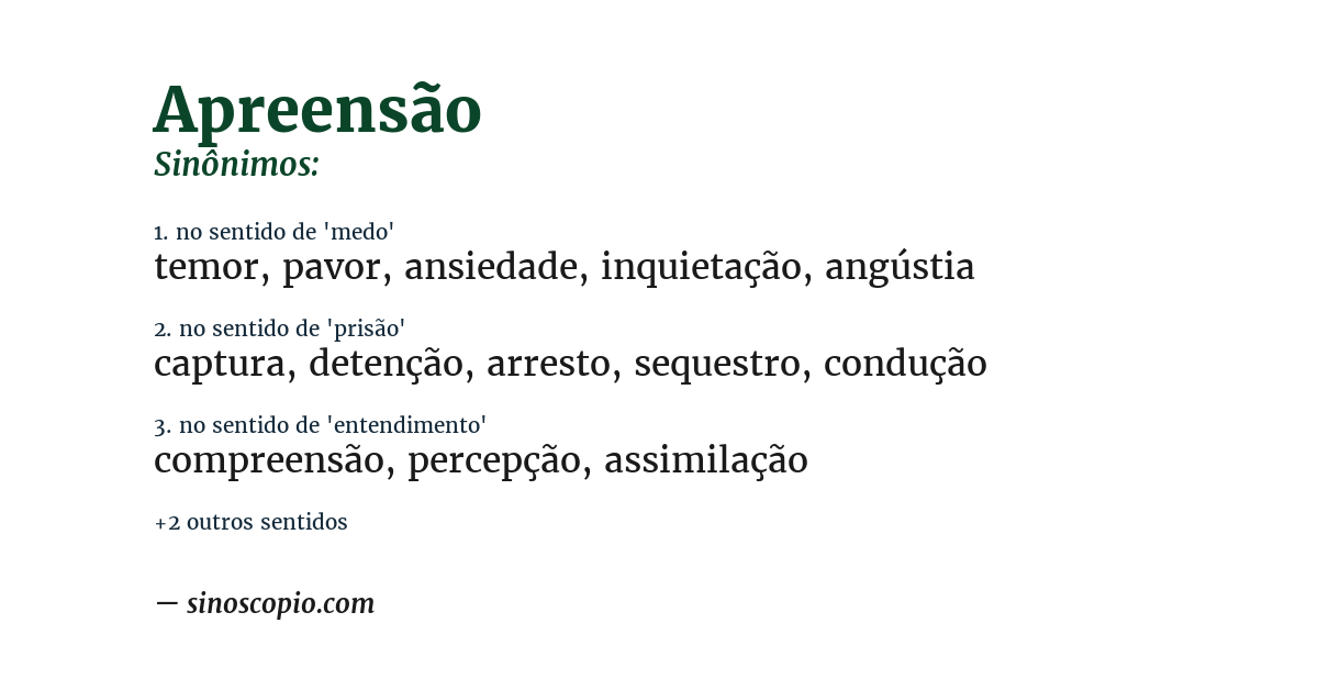 Sinônimo de apreensão