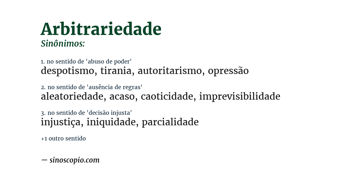 Sinônimo de arbitrariedade