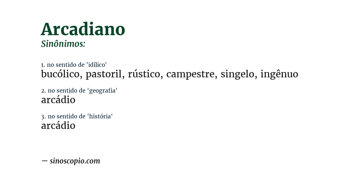 Sinônimo de arcadiano