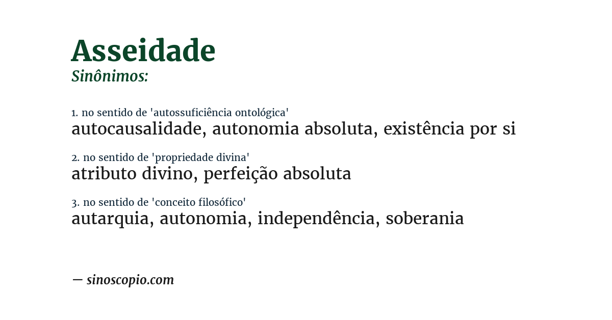Sinônimo de asseidade