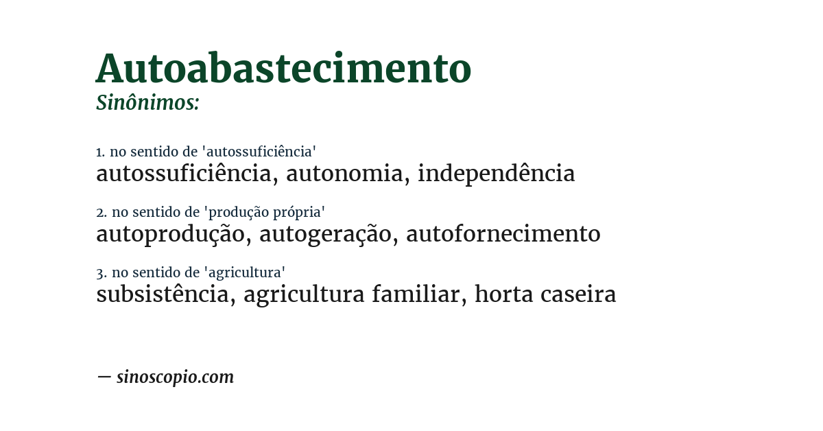Sinônimo de autoabastecimento