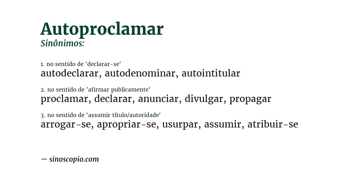 Sinônimo de autoproclamar