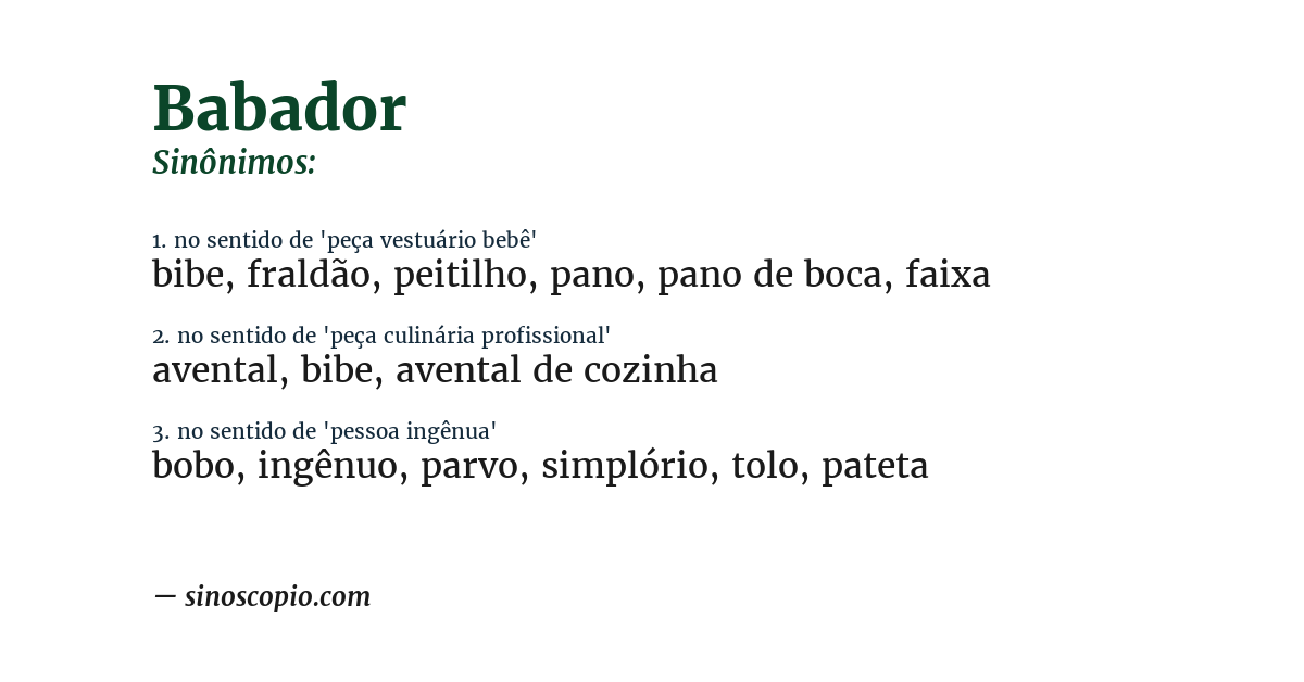 Sinônimo de babador