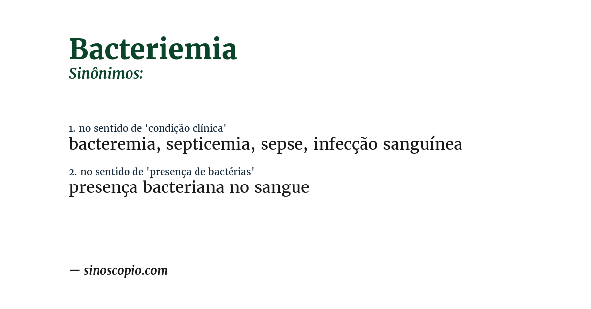 Sinônimo de bacteriemia