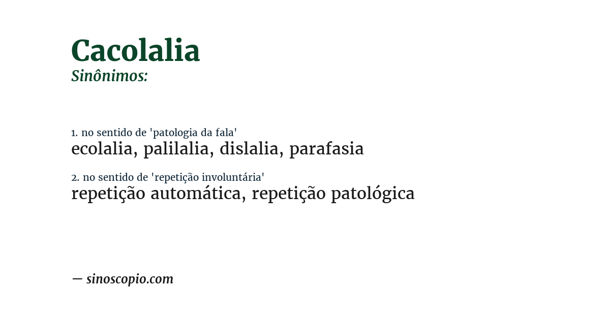 Sinônimo de cacolalia
