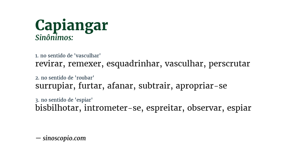 Sinônimo de capiangar