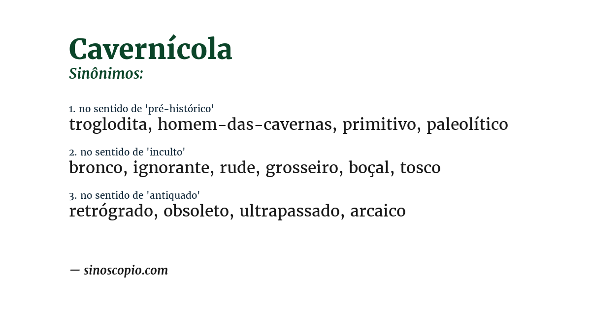 Sinônimo de cavernícola
