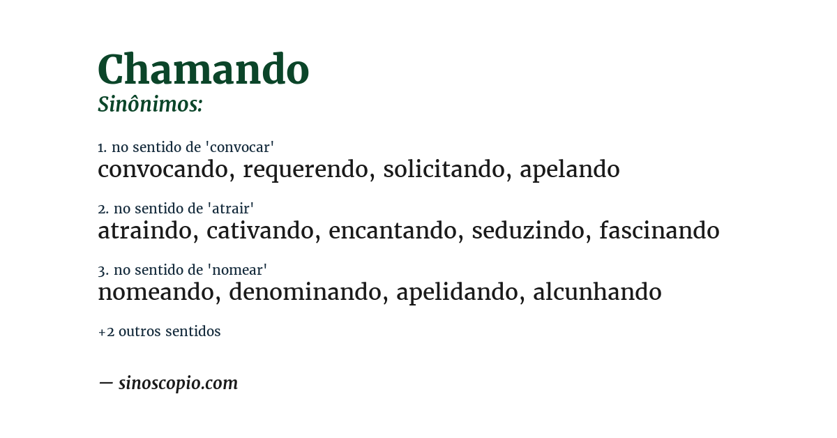Sinônimo de chamando