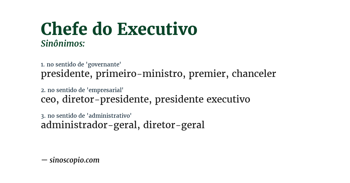Sinônimo de chefe do executivo