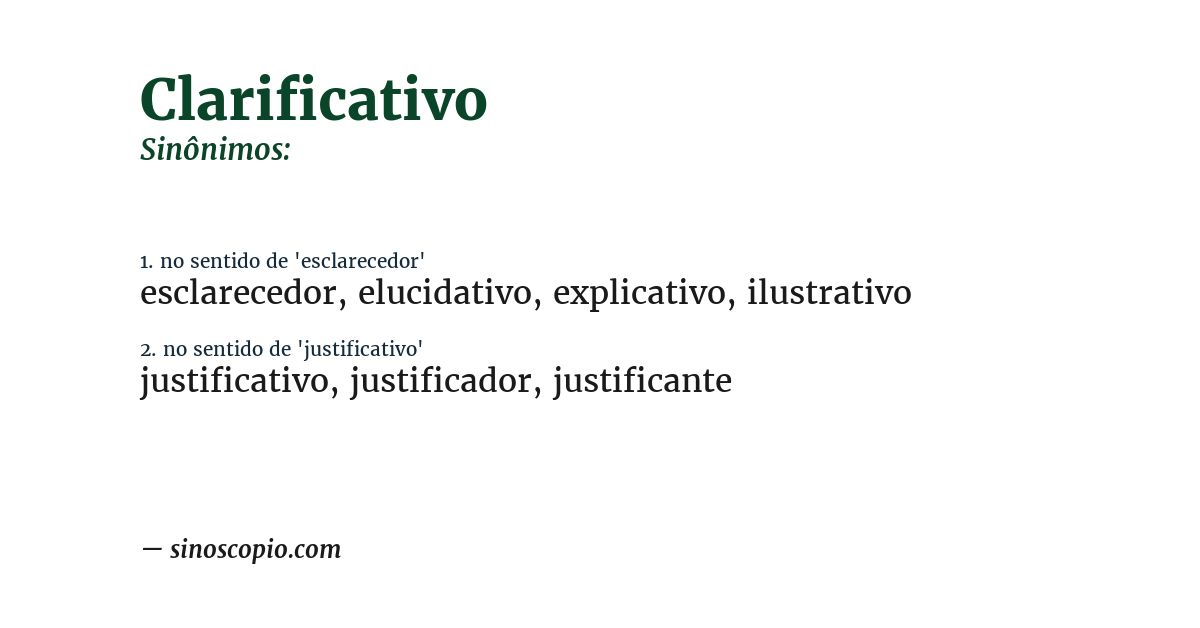 Sinônimo de clarificativo
