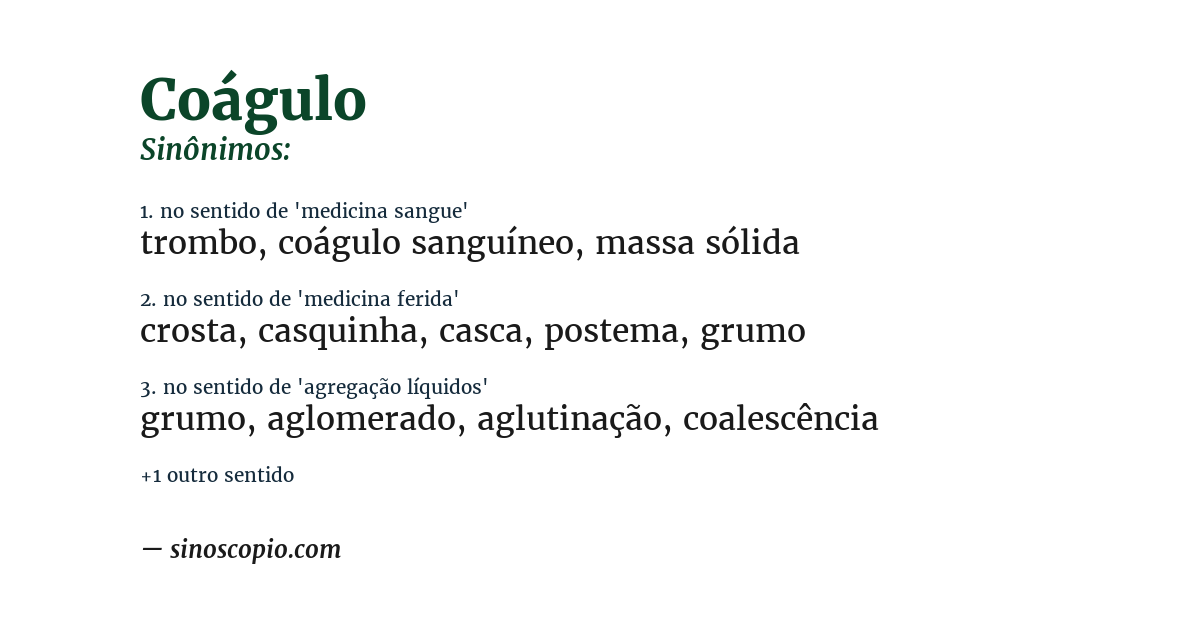 Sinônimo de coágulo