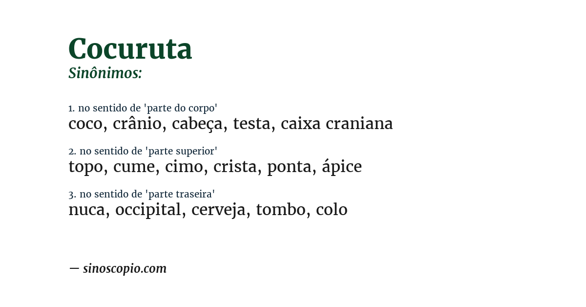 Sinônimo de cocuruta