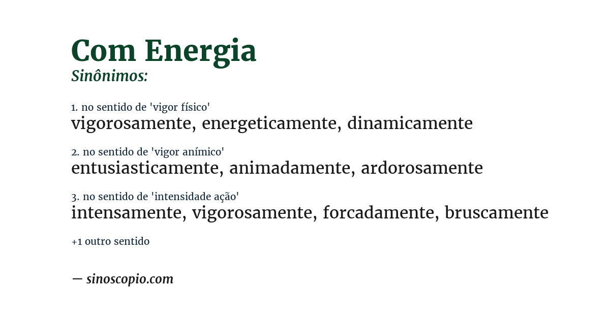 Sinônimo de com energia