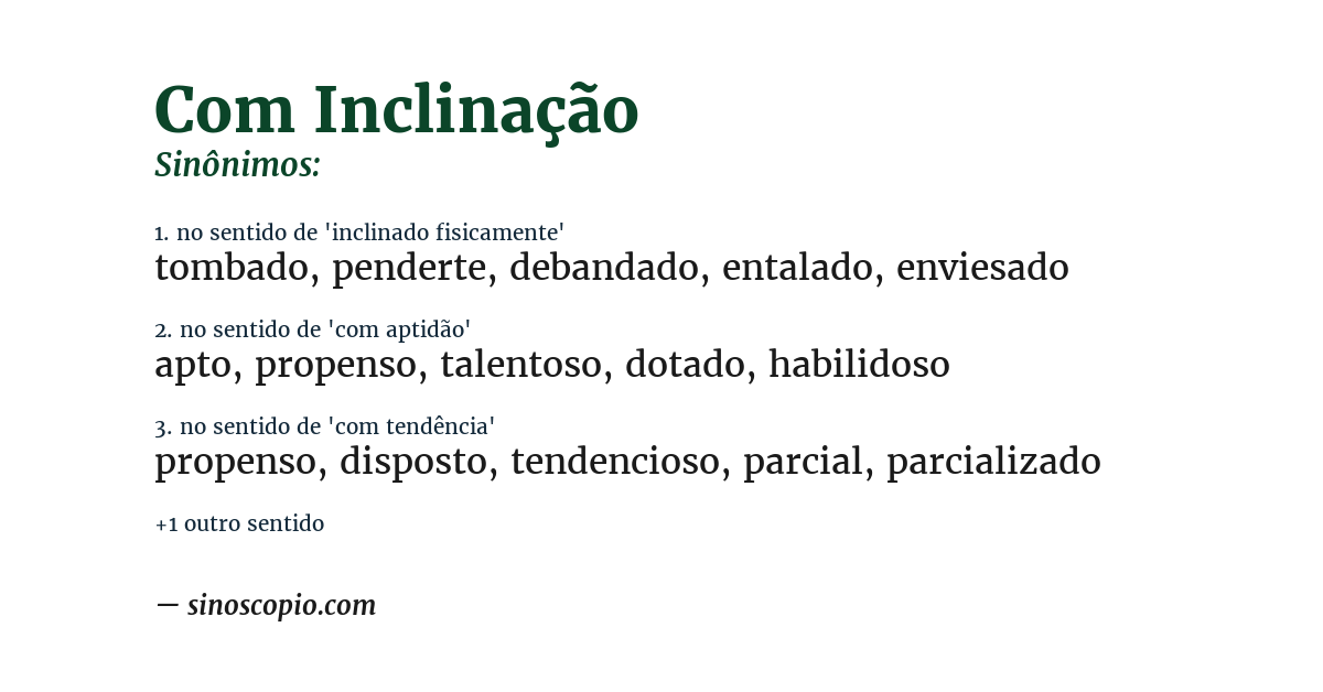 Sinônimo de com inclinação