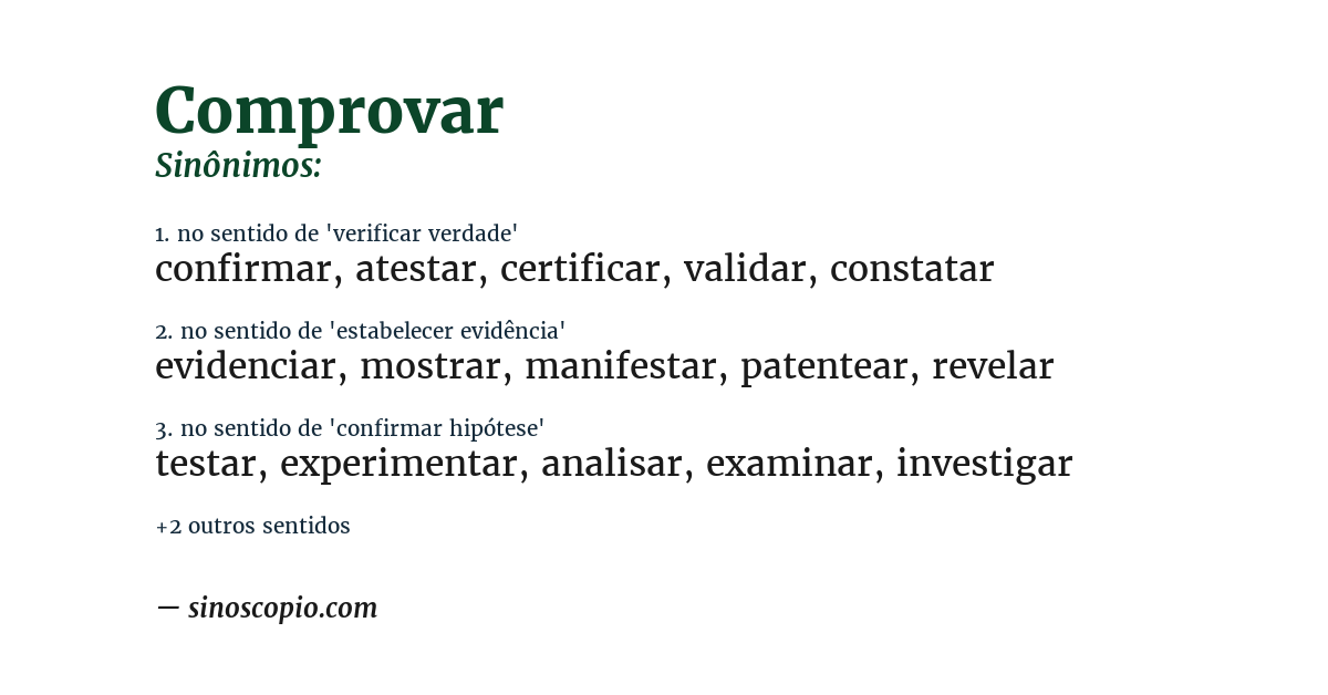 Sinônimo de comprovar
