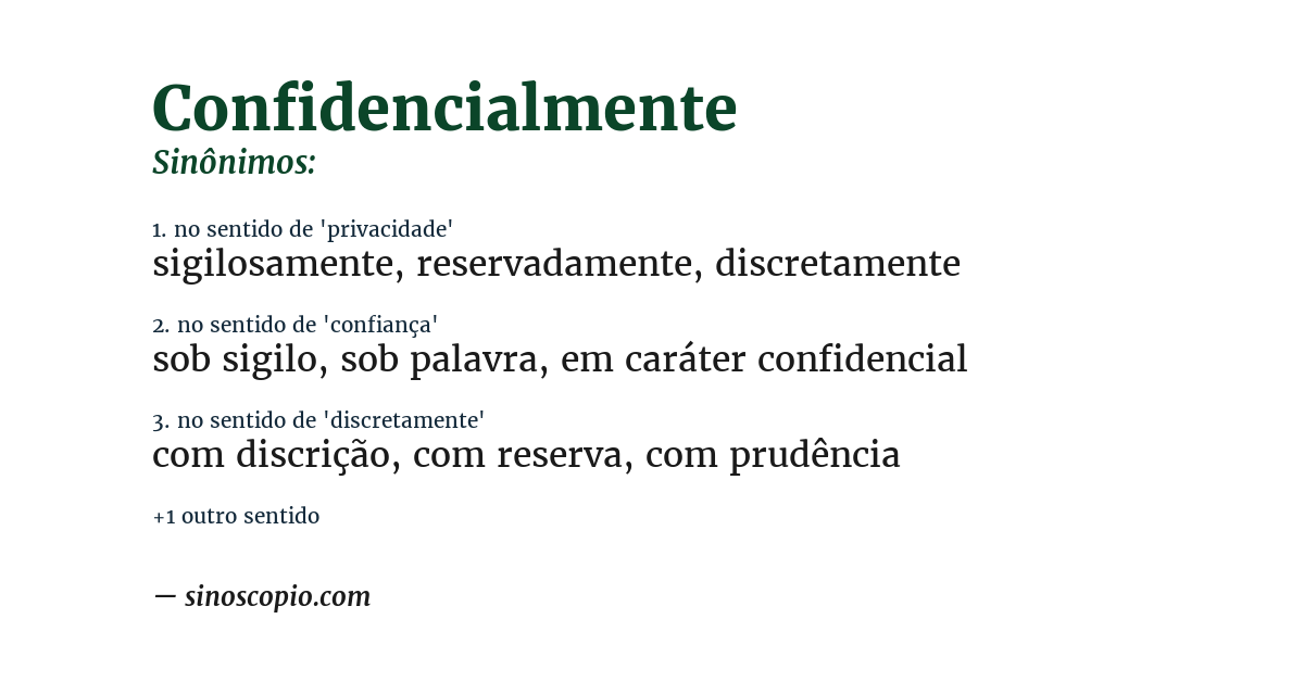 Sinônimo de confidencialmente