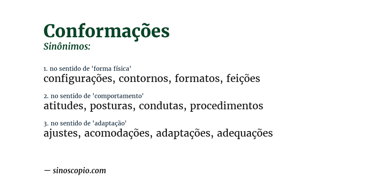 Sinônimo de conformações