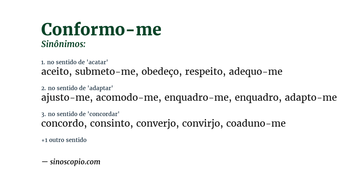 Sinônimo de conformo-me