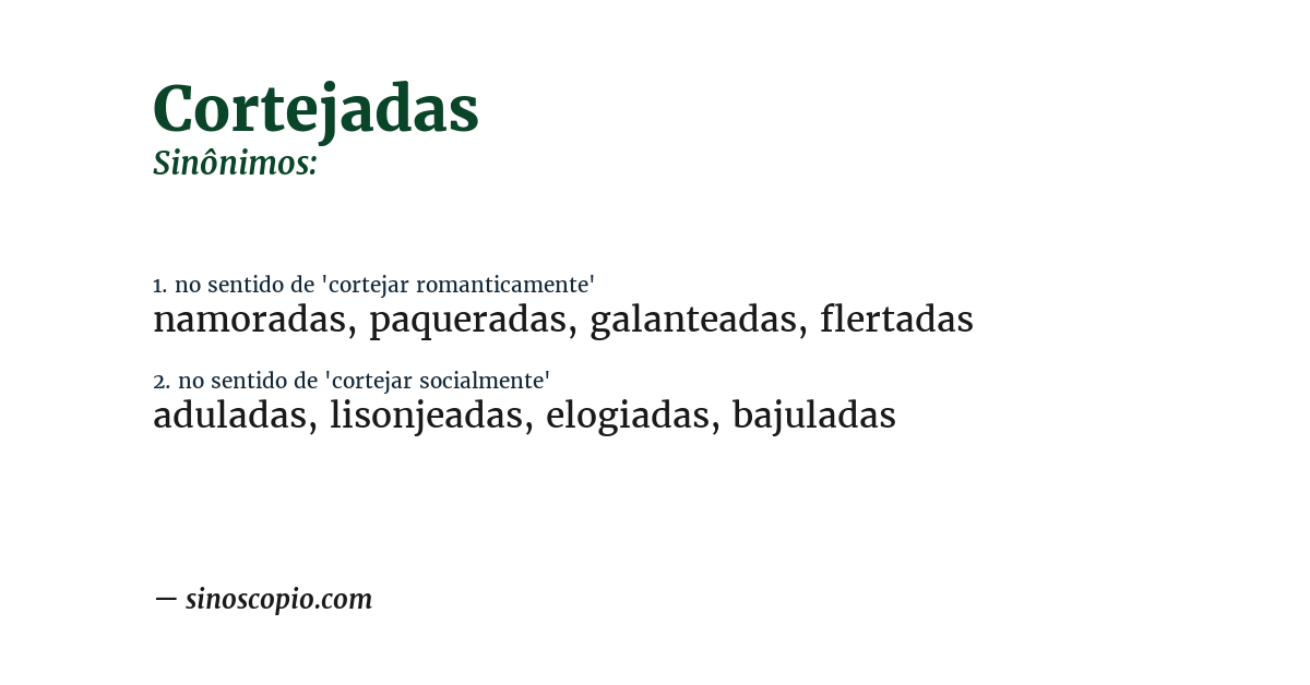 Sinônimo de cortejadas
