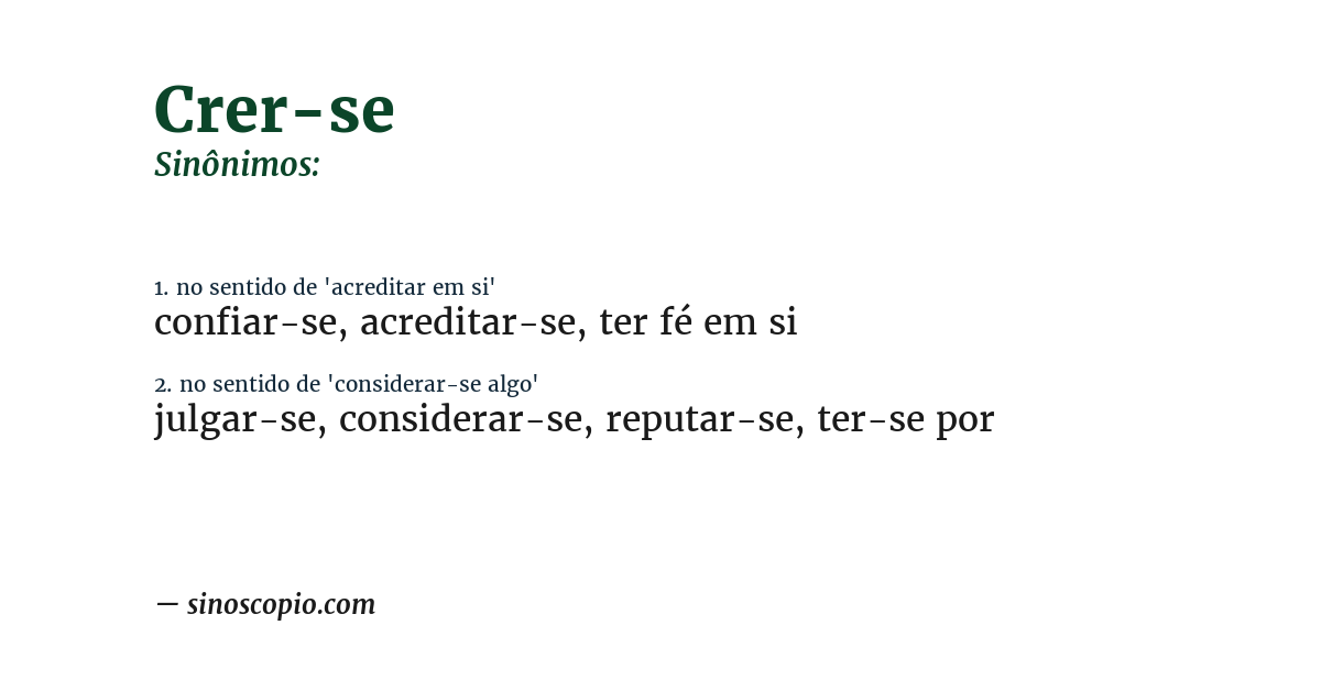 Sinônimo de crer-se