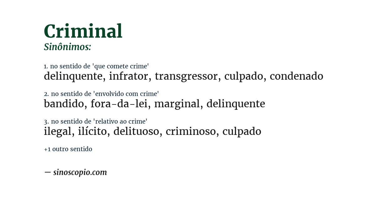 Sinônimo de criminal