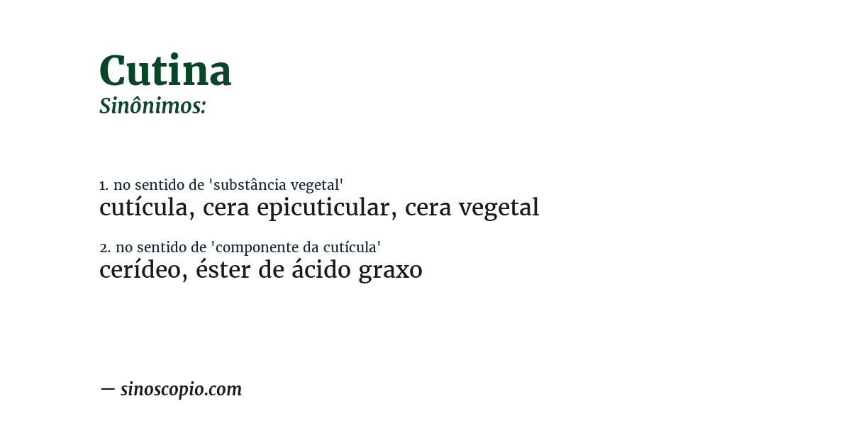 Sinônimo de cutina