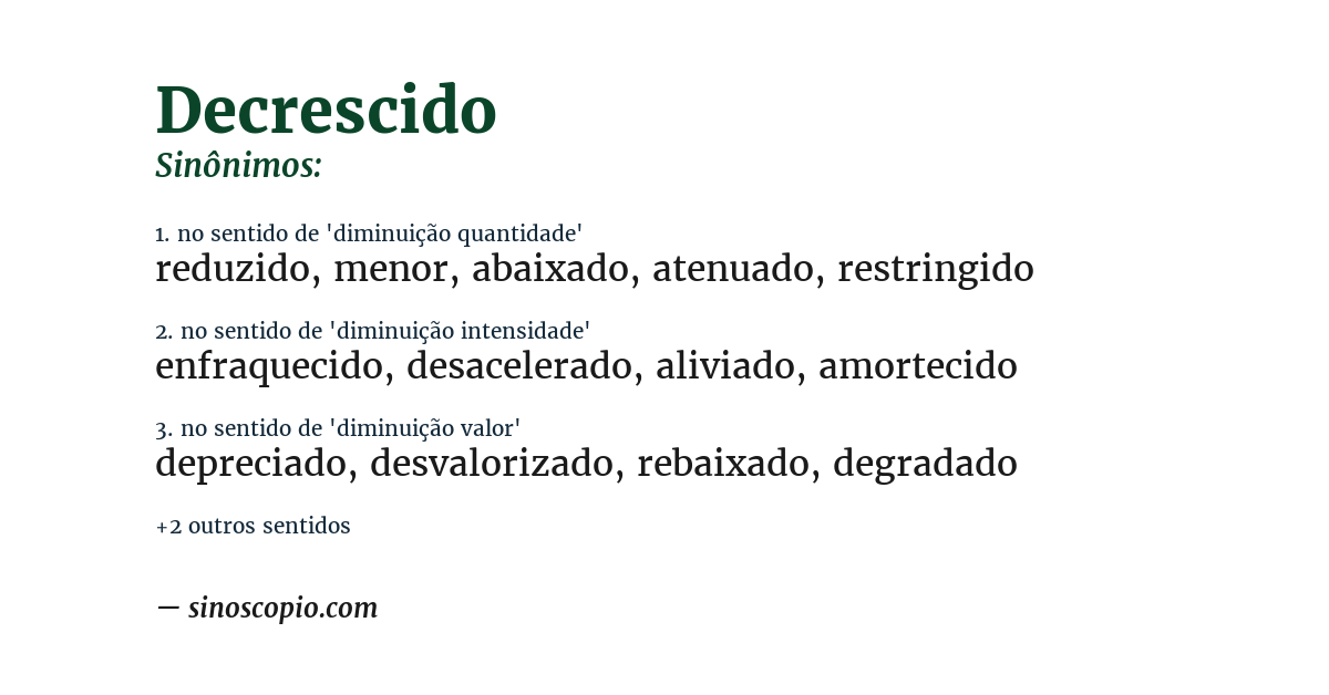 Sinônimo de decrescido