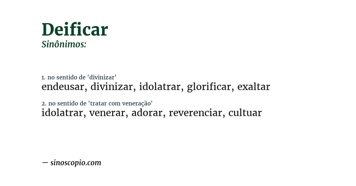 Sinônimo de deificar