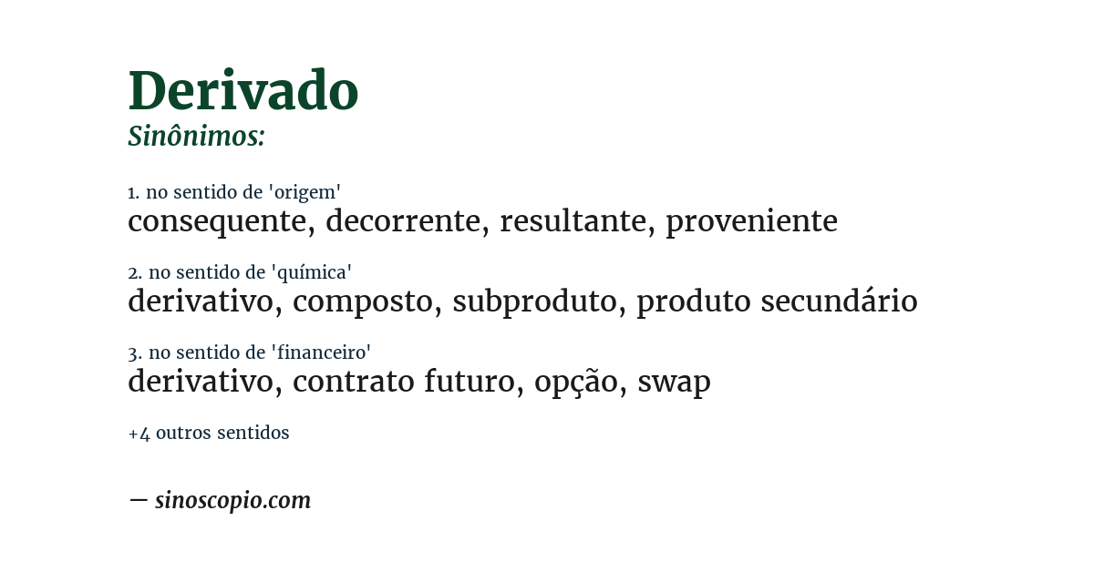 Sinônimo de derivado
