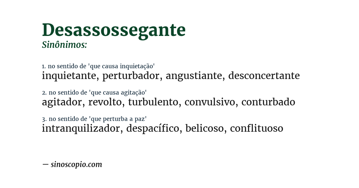 Sinônimo de desassossegante