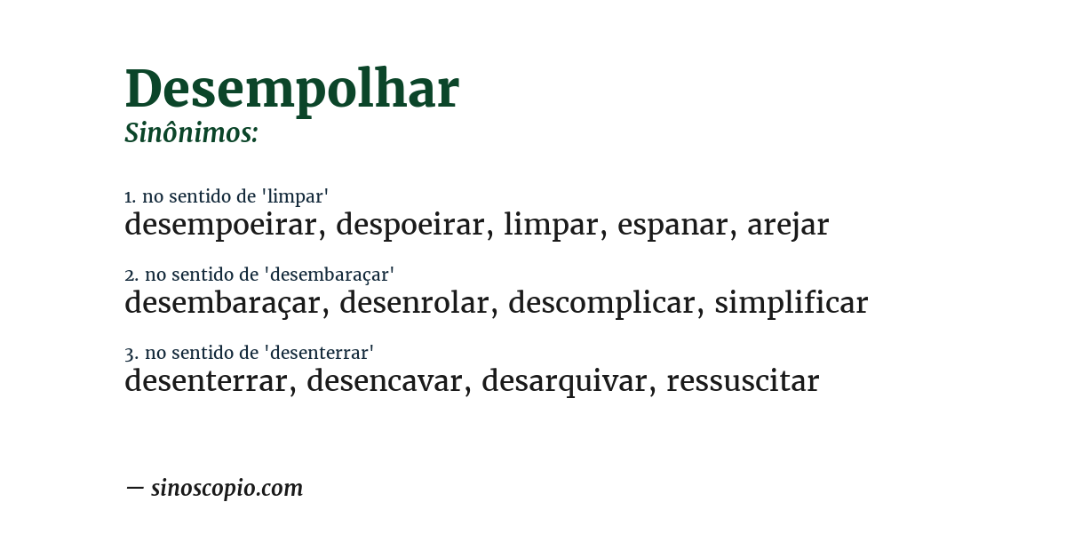 Sinônimo de desempolhar