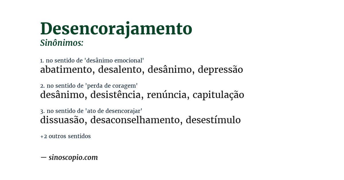Sinônimo de desencorajamento