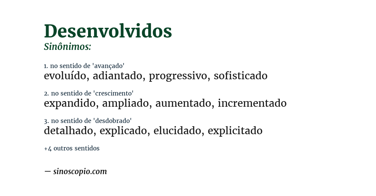 Sinônimo de desenvolvidos