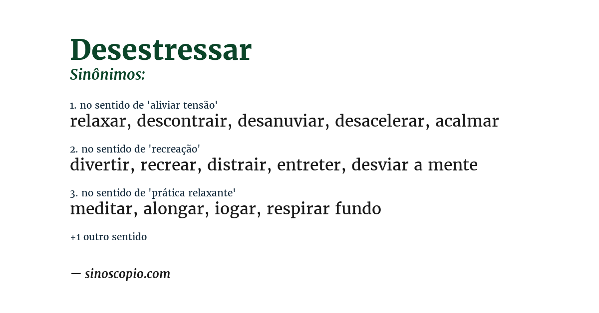 Sinônimo de desestressar
